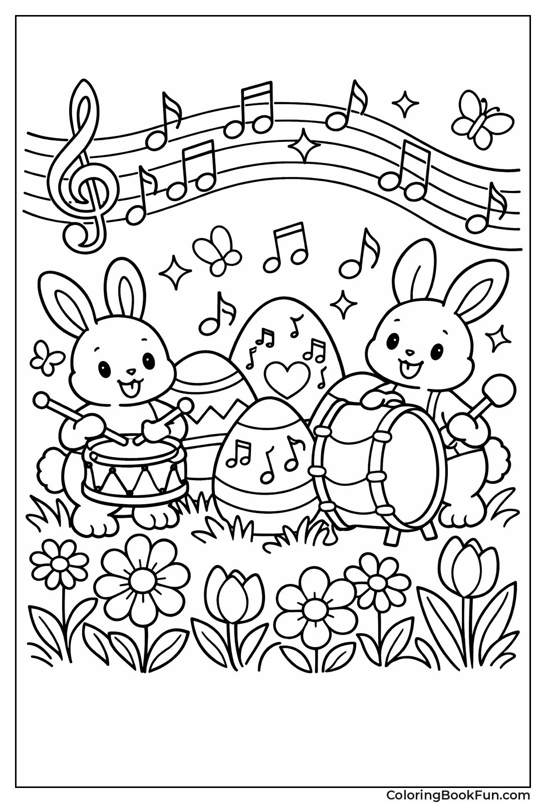 Bunny Drumming Easter Eggs