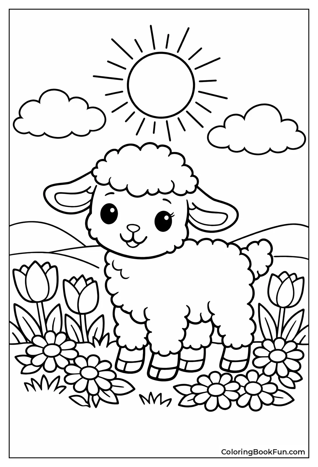 Lamb in Flower Meadow