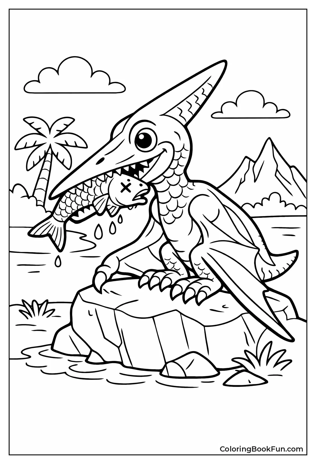 Pterodactyl Eating Fresh Fish