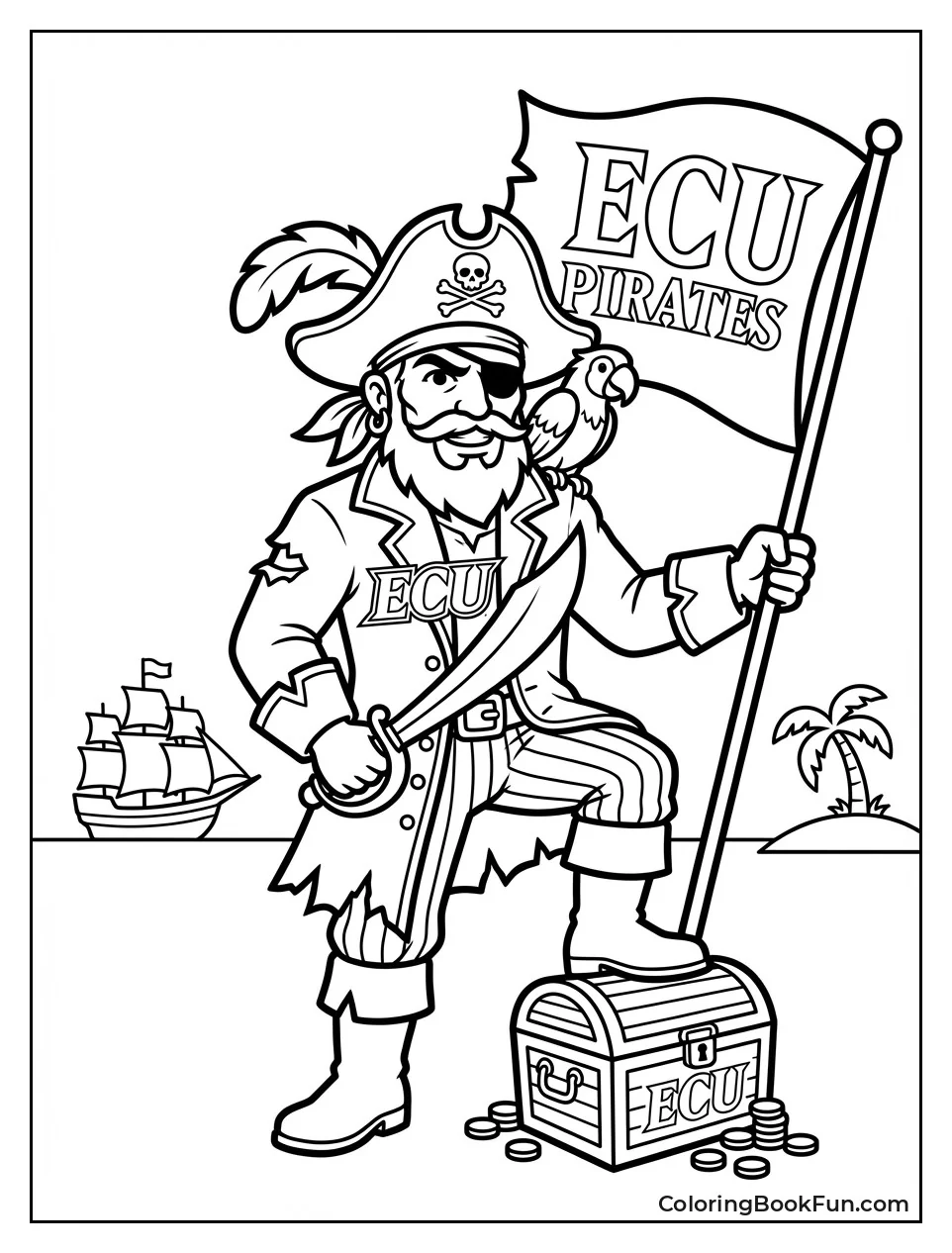 ECU Pirate Mascot Waves Sword