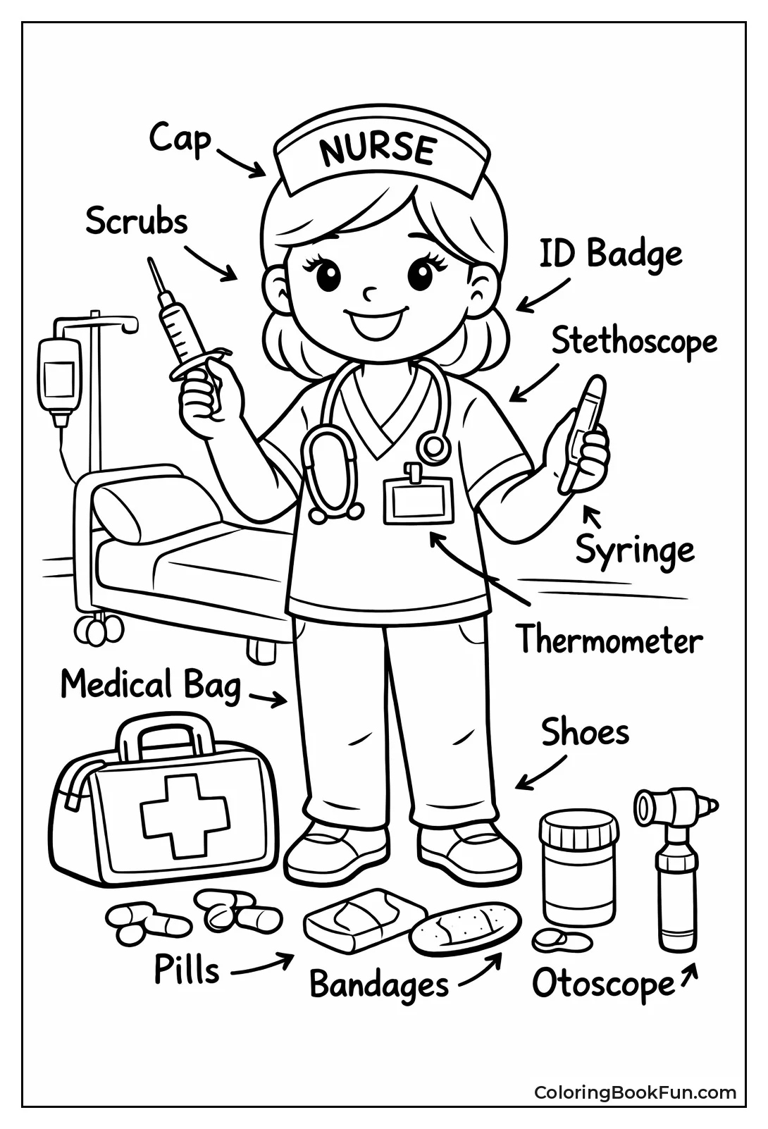 Nurse with Labeled Tools