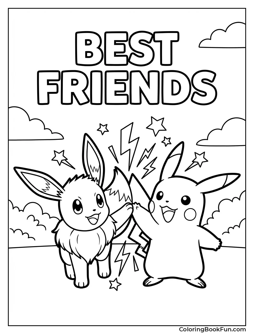 Eevee High-Fiving Pikachu