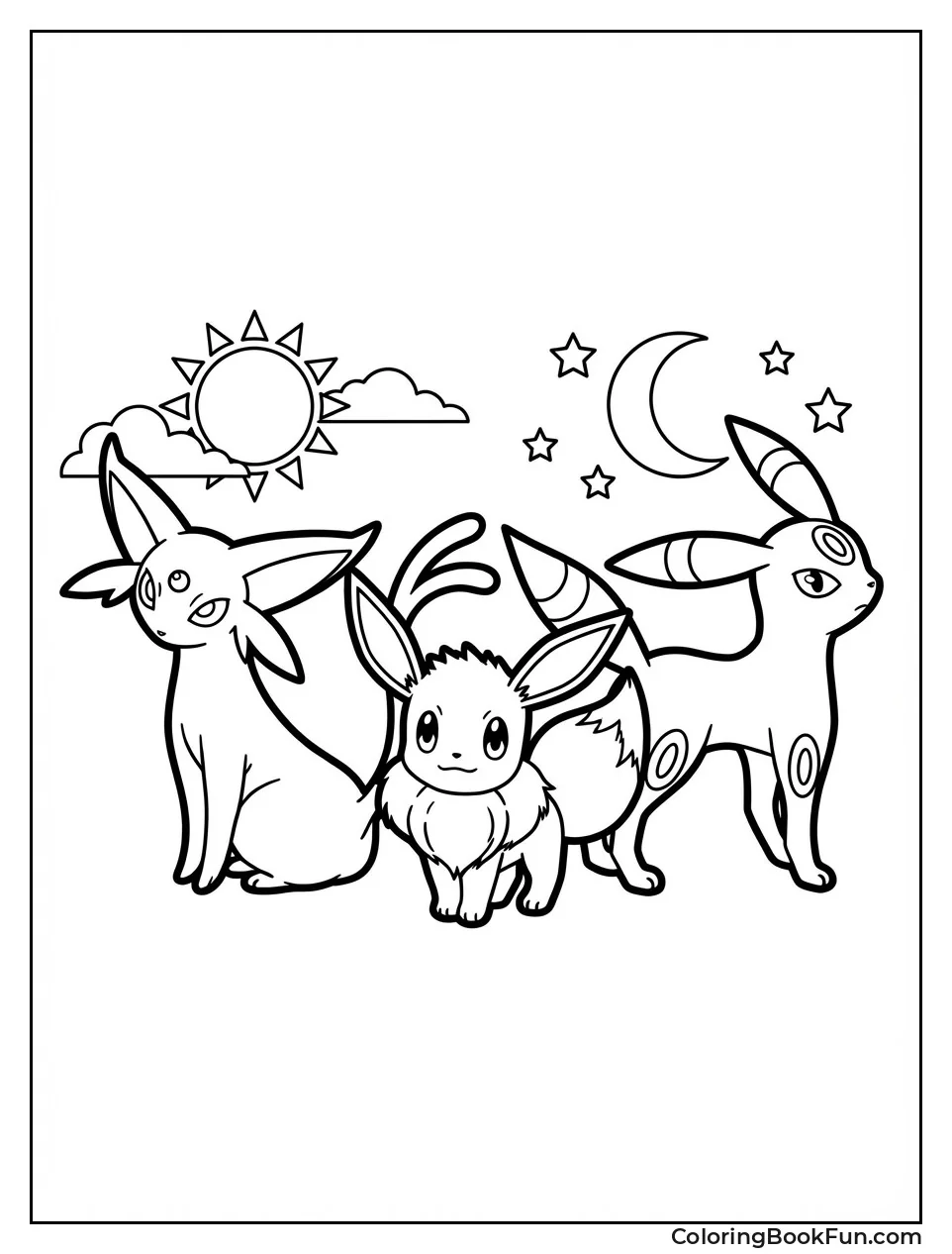 Eevee between Espeon Umbreon