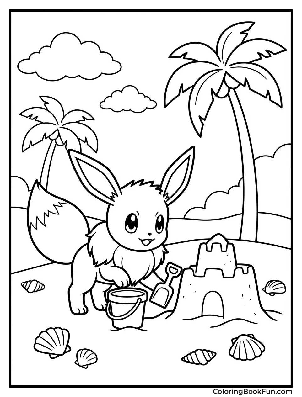 Eevee Building Beach Sandcastles