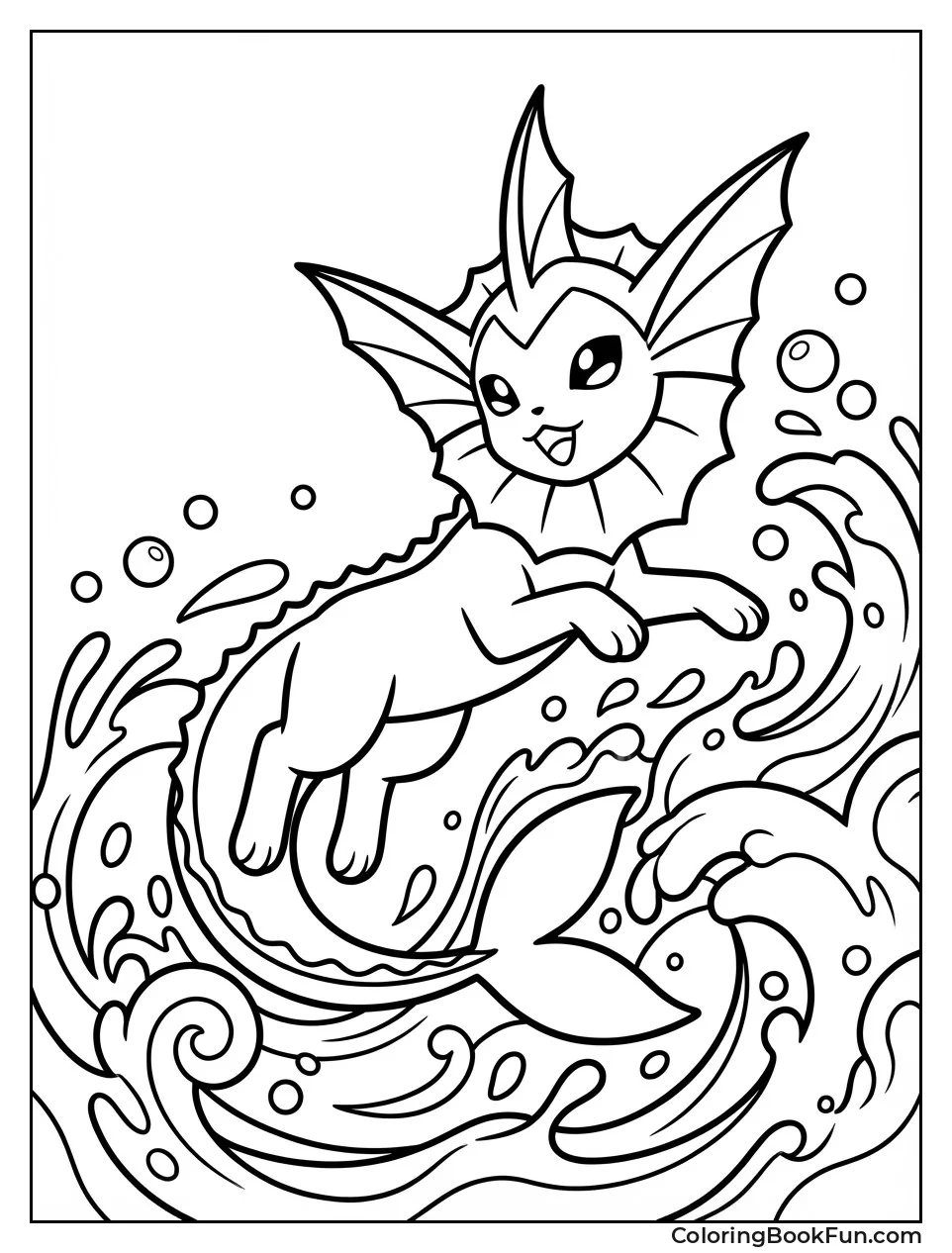 Vaporeon Leaping through Waves