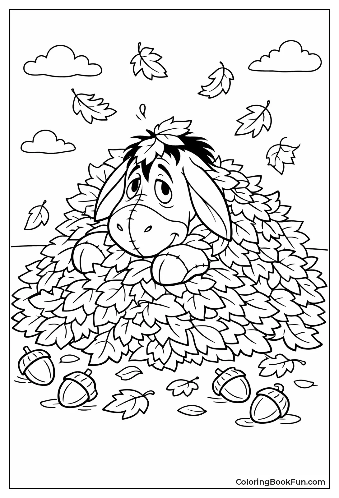Eeyore Buried in Leaf Pile