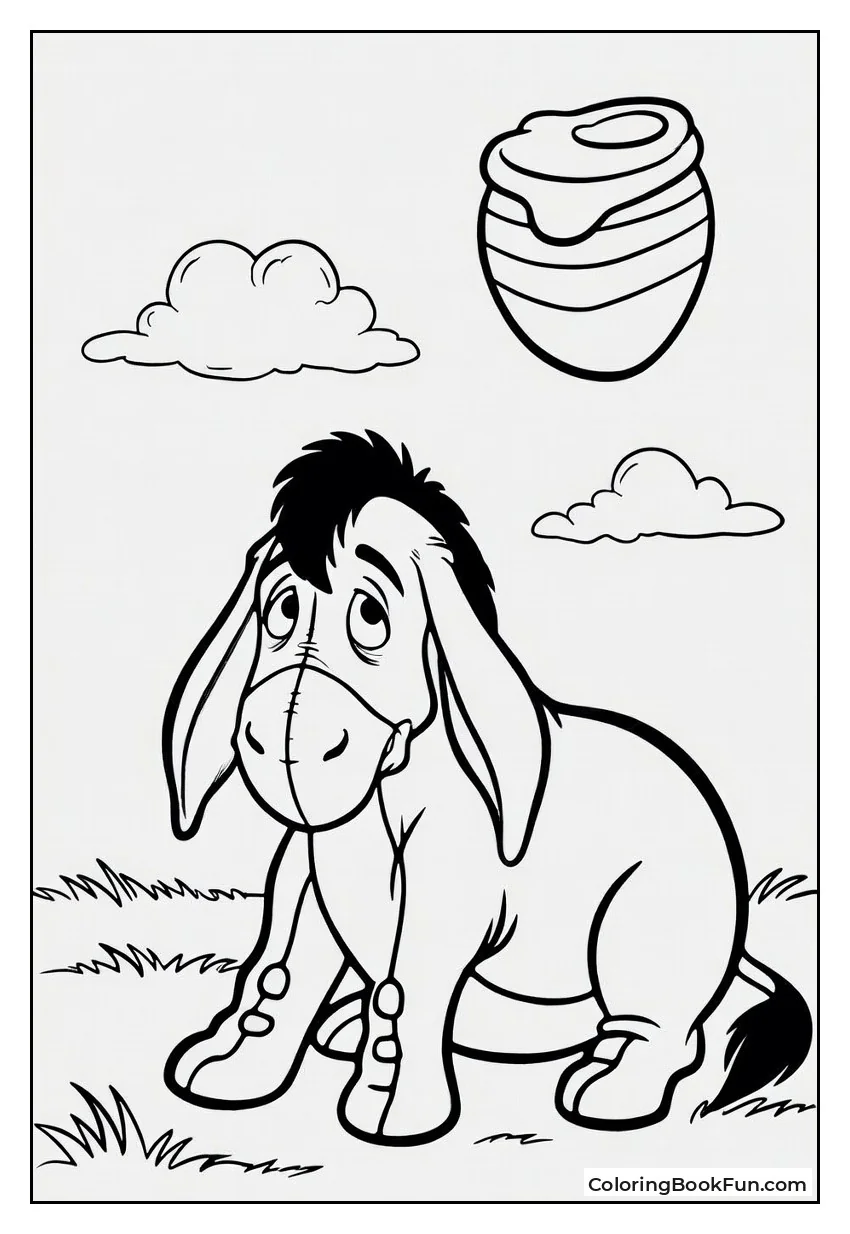 Eeyore Lies in Grass Watching Clouds