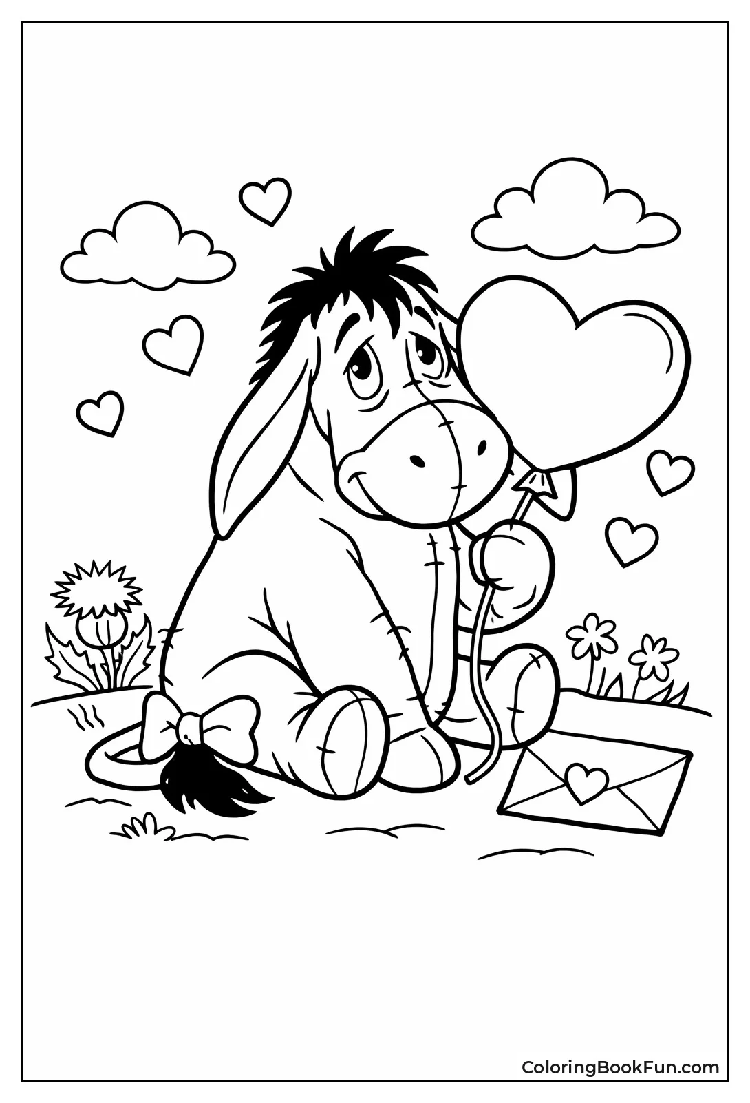 Eeyore Holds Heart Balloon