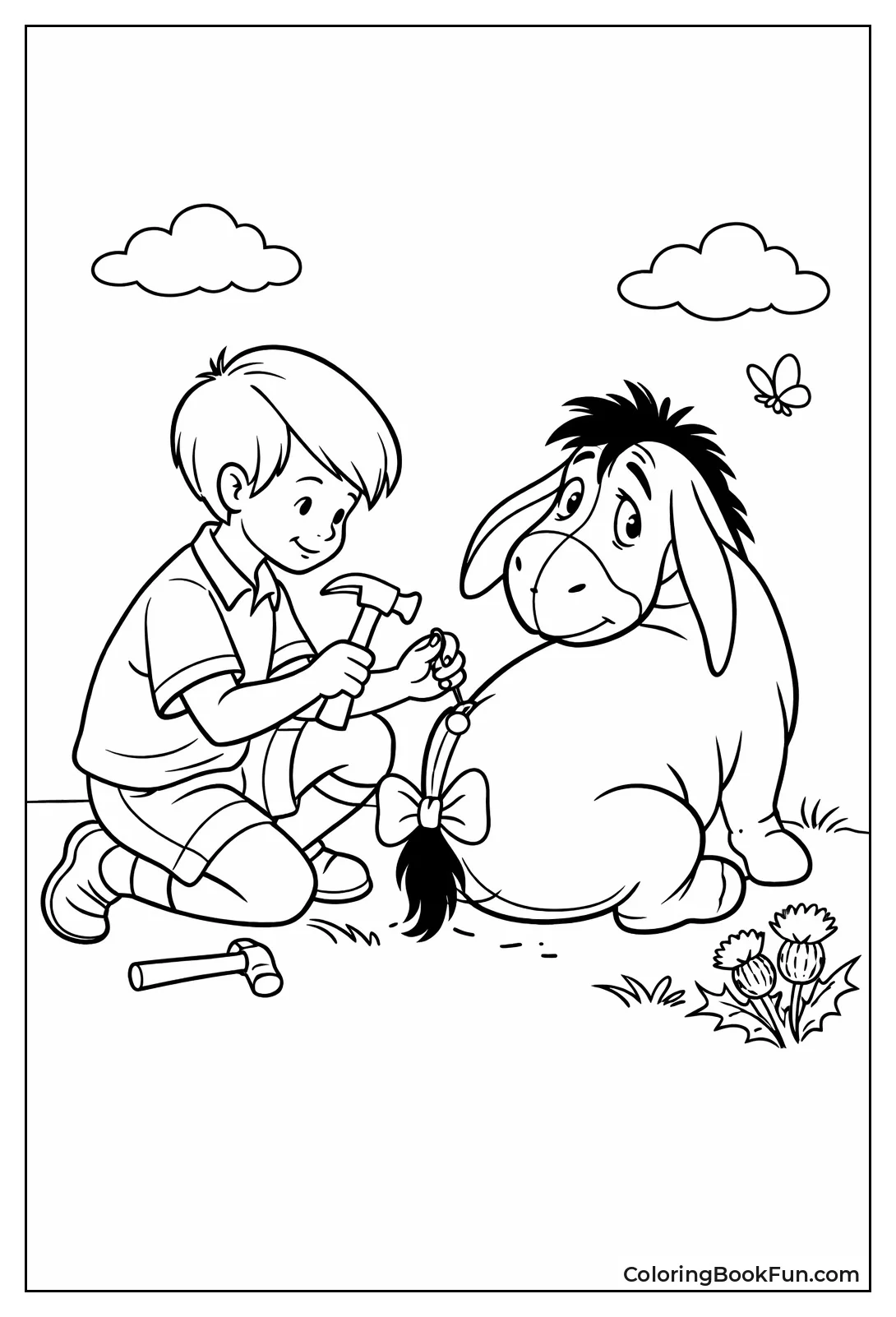 Christopher Robin Pins Eeyore's Tail