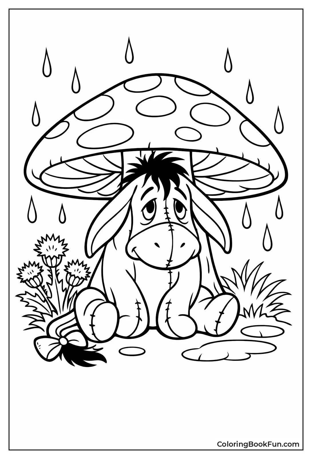 Eeyore Hides under Giant Mushroom