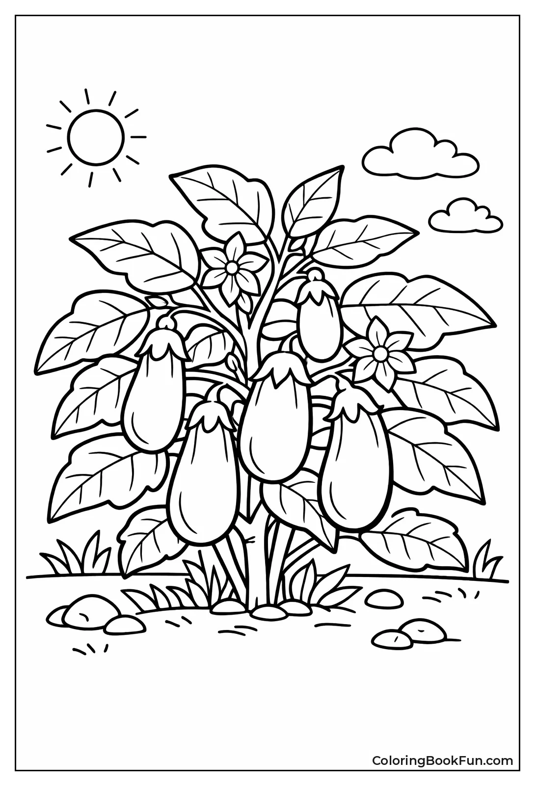 Eggplant Bush with Purple Veggies