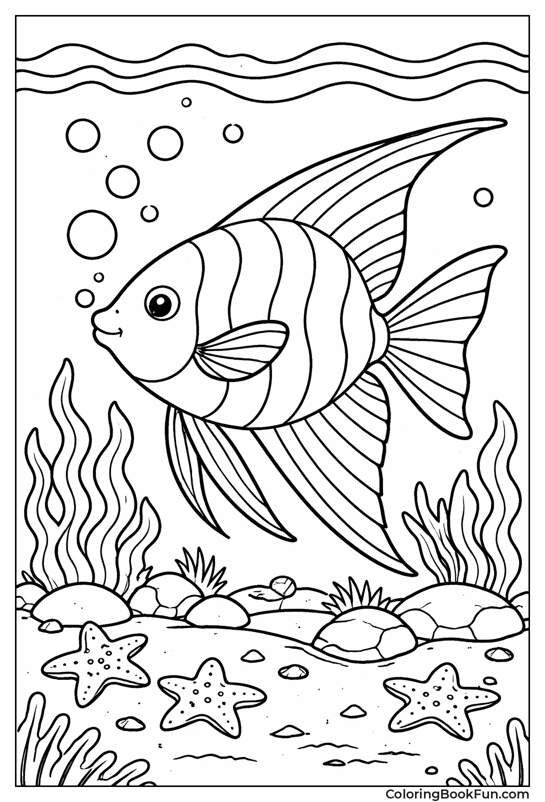 Elegant Angelfish Flows Gracefully