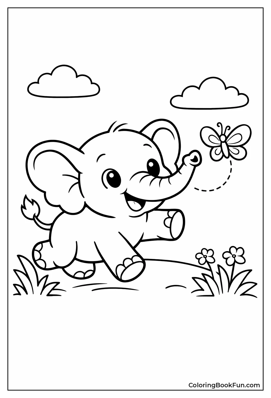 Baby Elephant Chases Butterfly