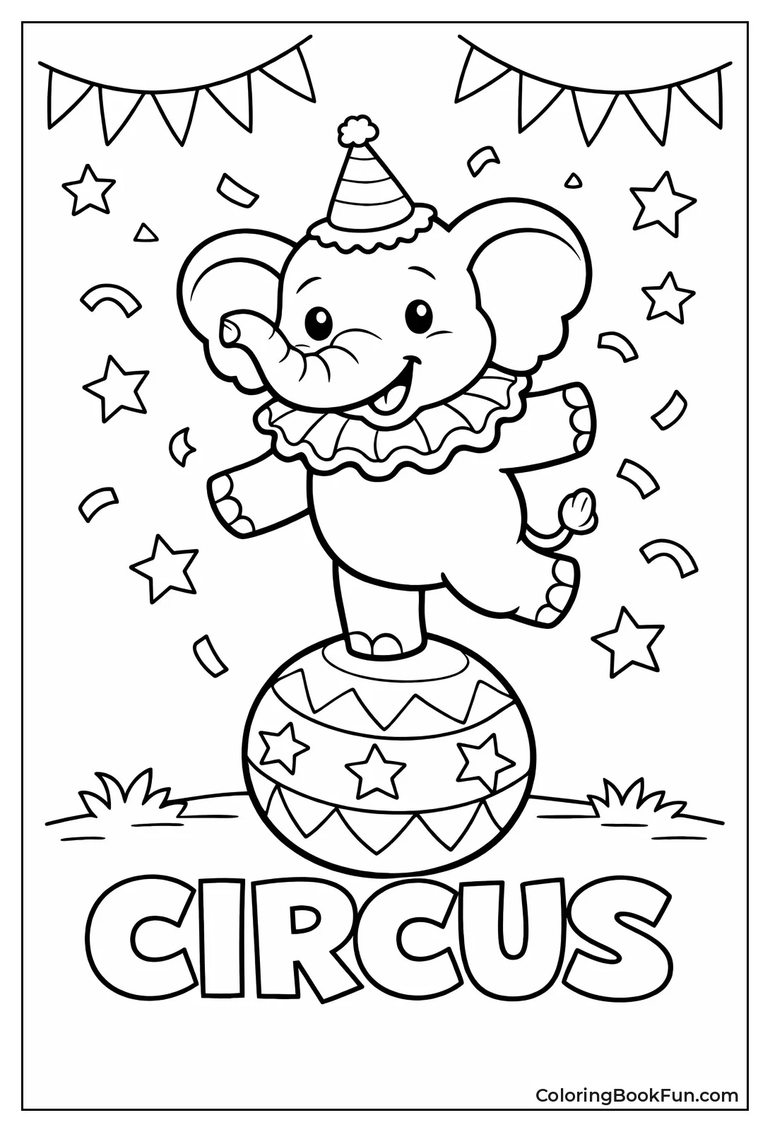 Circus Elephant Balances Ball