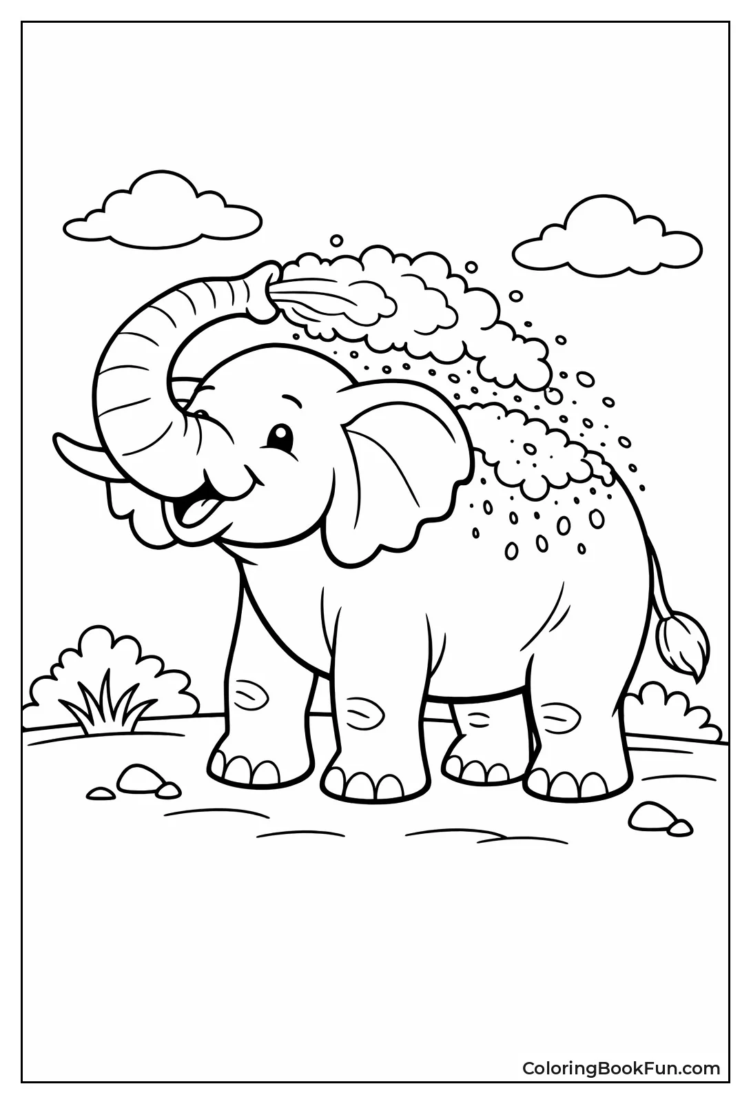 Elephant Throws Dust Bath