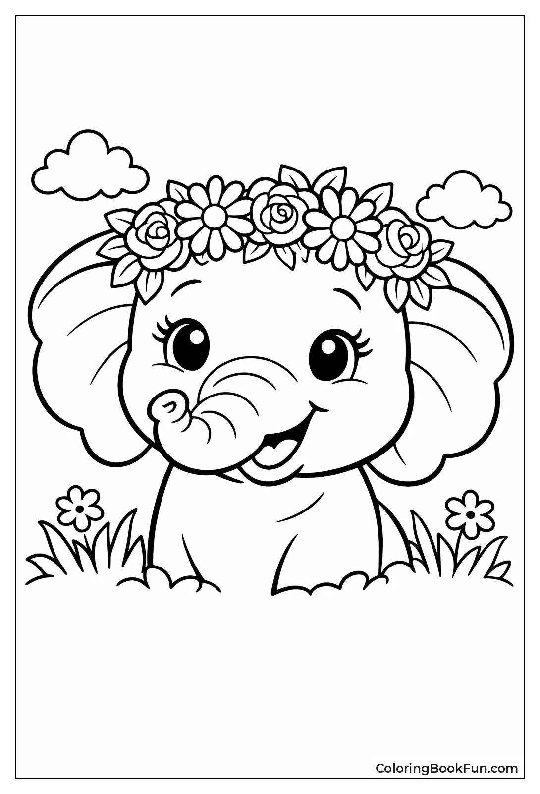 Elephant Wears Flower Crown
