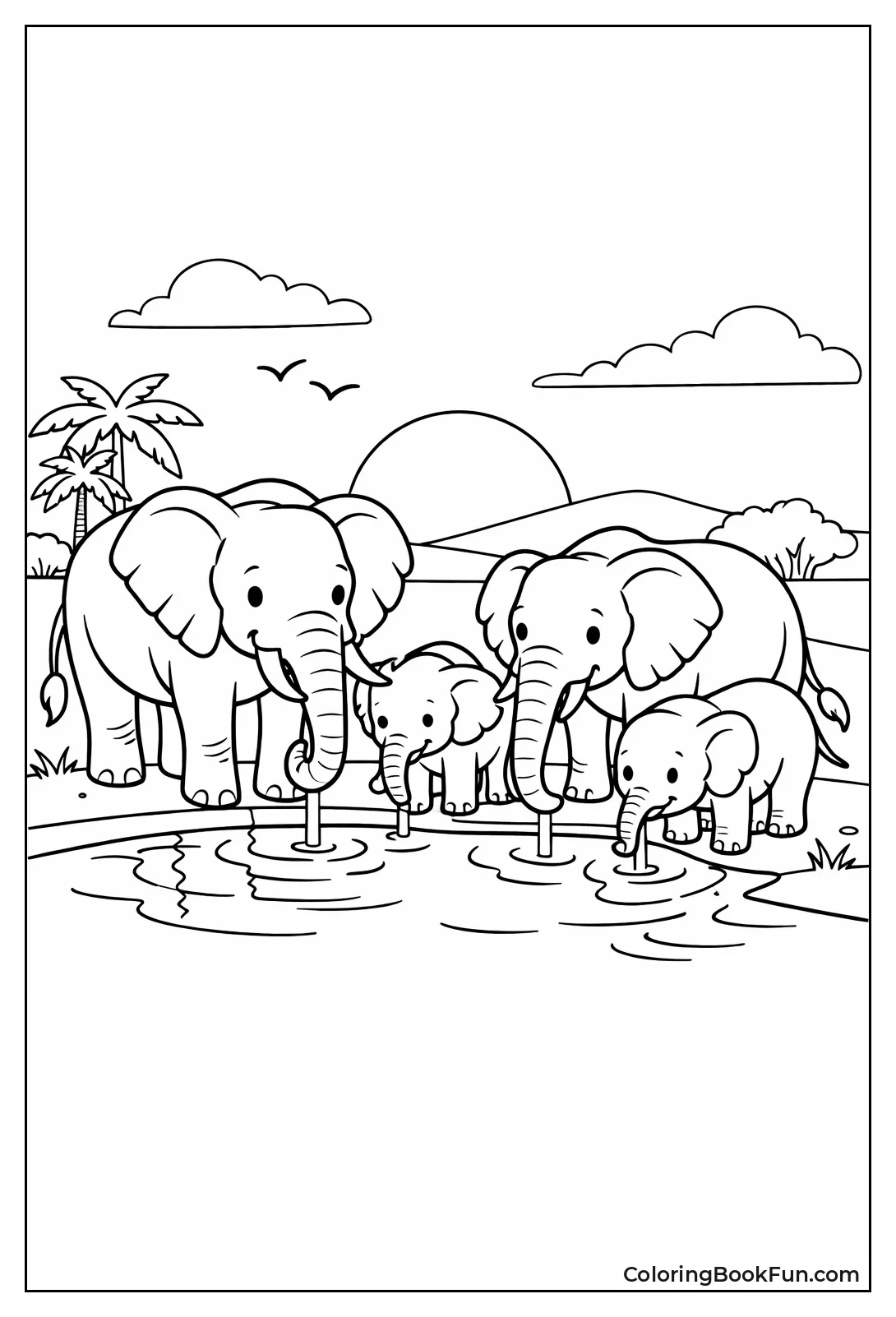 Herd Drinks at Watering Hole