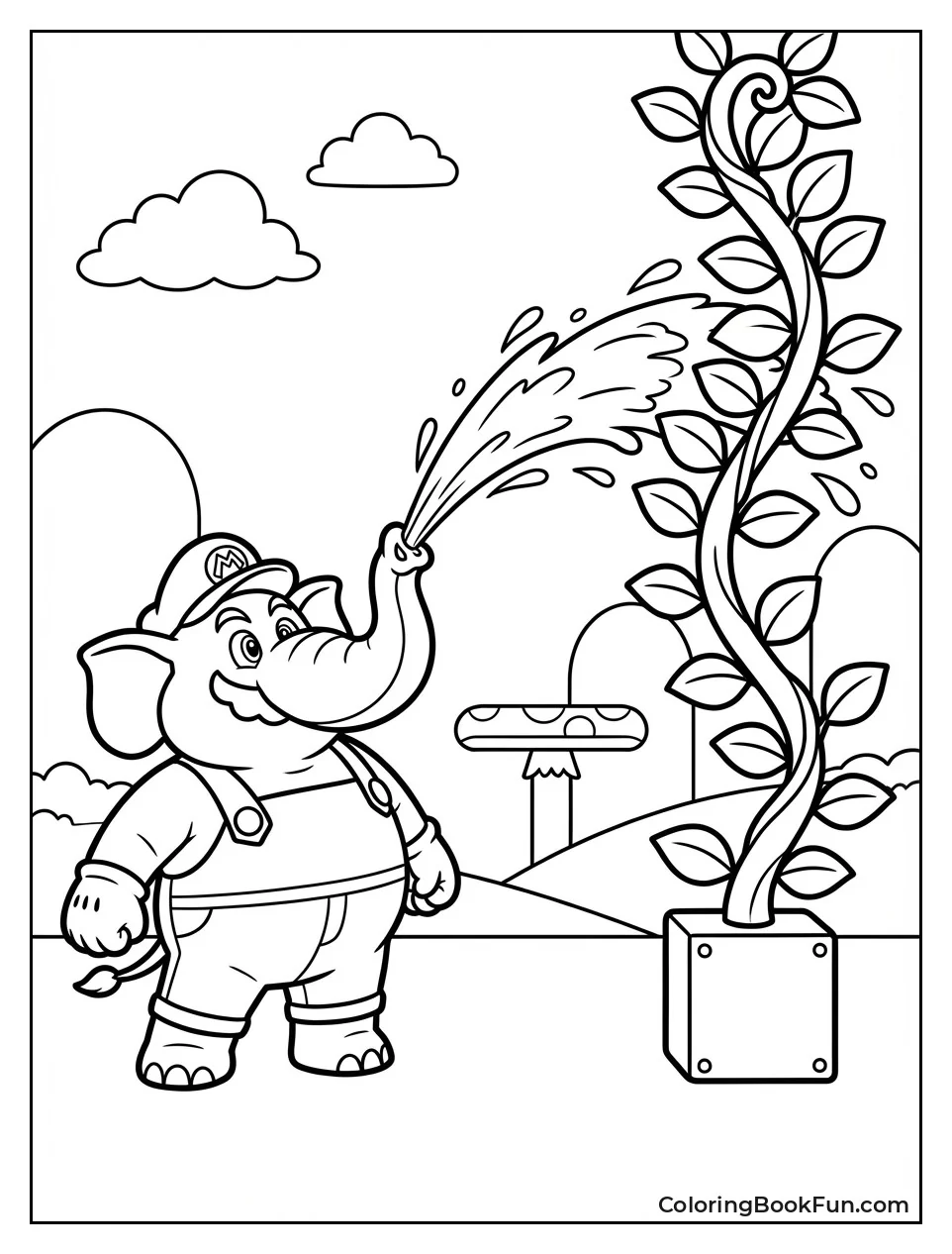 Elephant Mario Sprays Water Vine