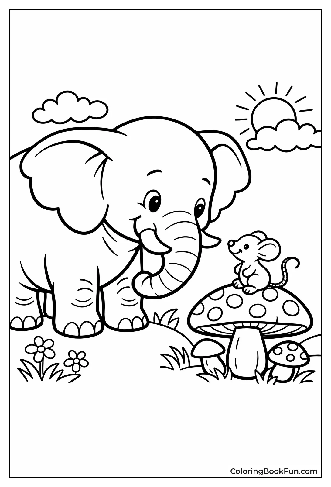 Elephant Looks at Mouse