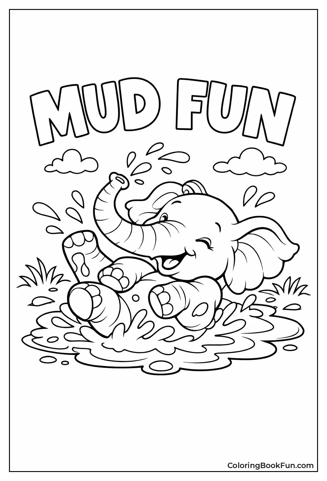 Baby Elephant Rolls in Mud