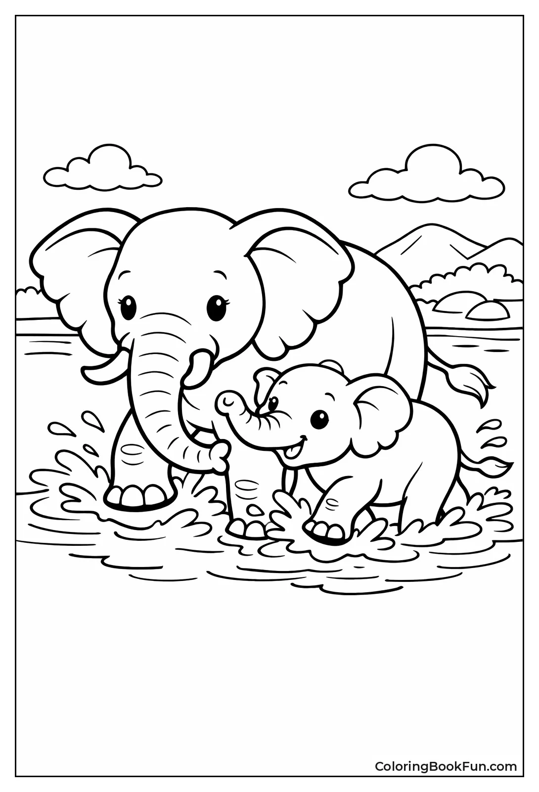 Mother and Calf Wade River