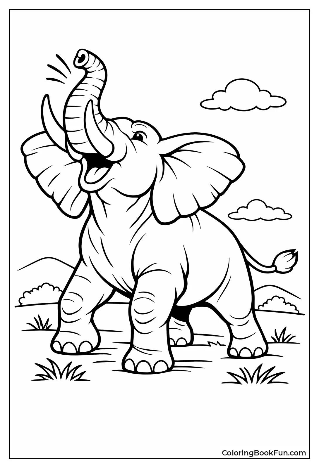 Trumpeting Elephant with Flared Ears