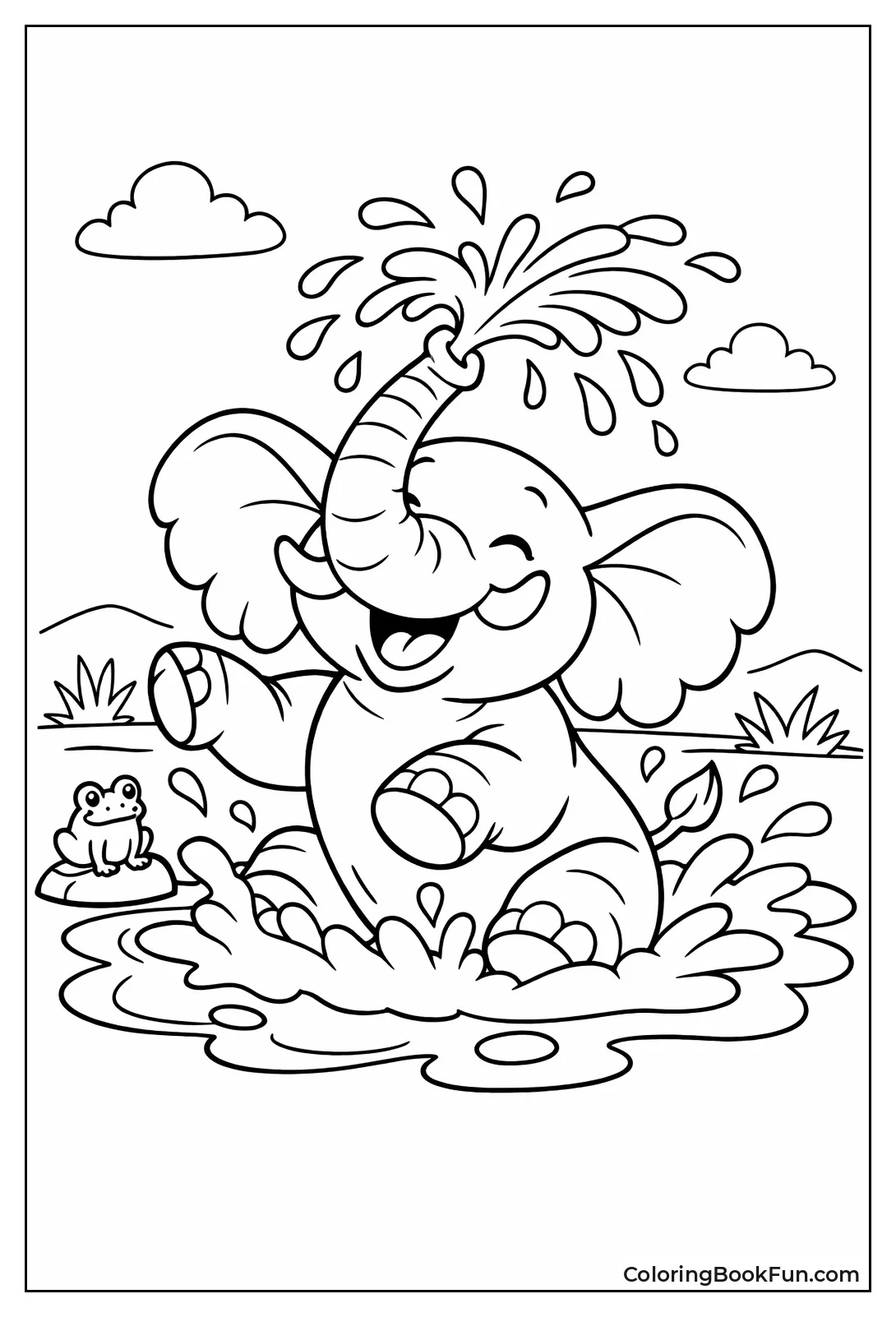 Elephant Sprays Water Joyfully