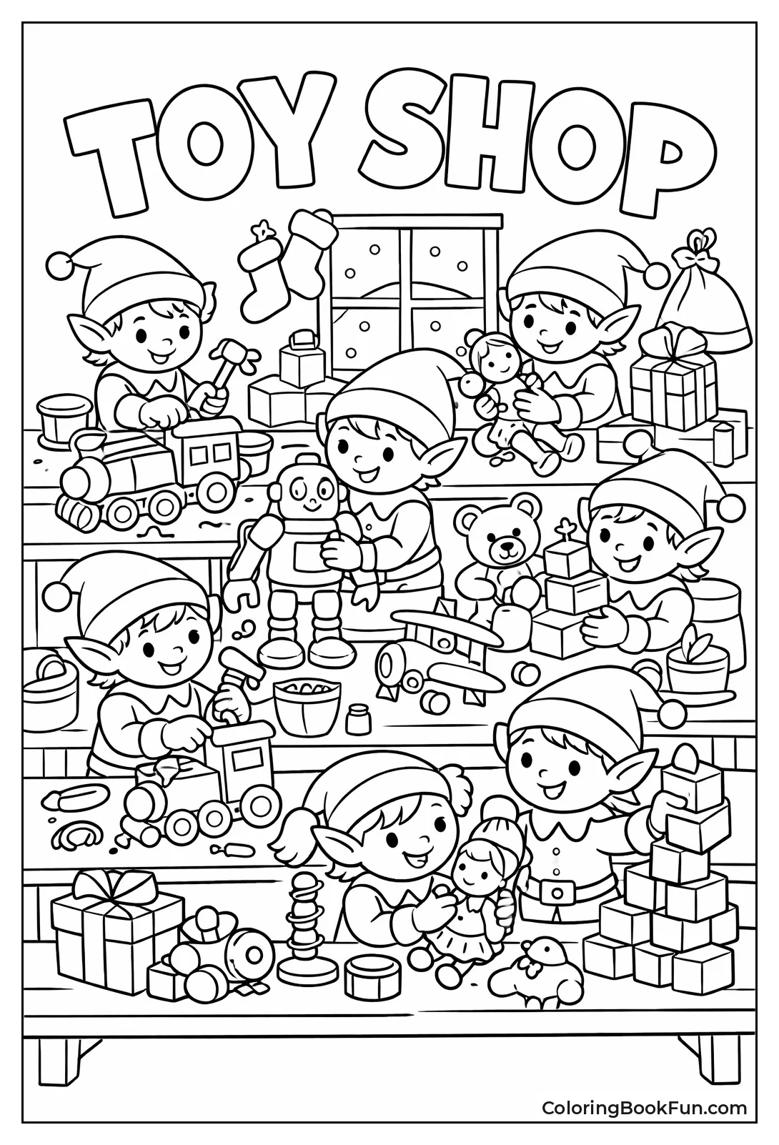 Busy Elves Building Toys