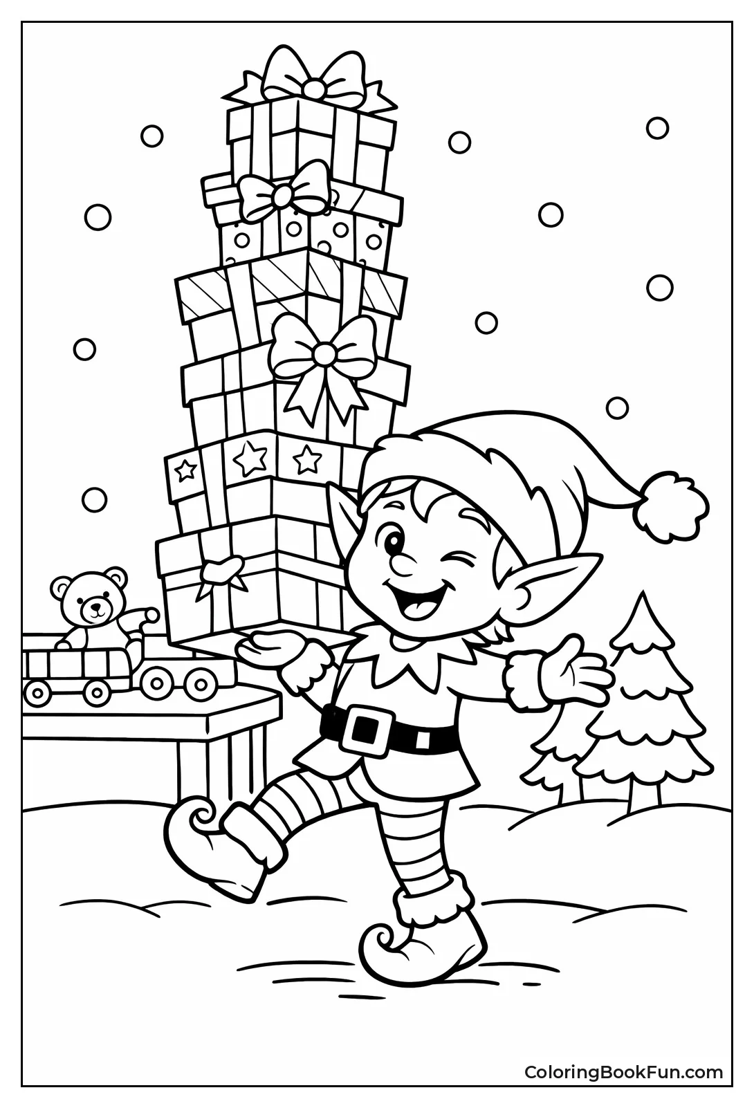 Elf Balancing Gift Stack