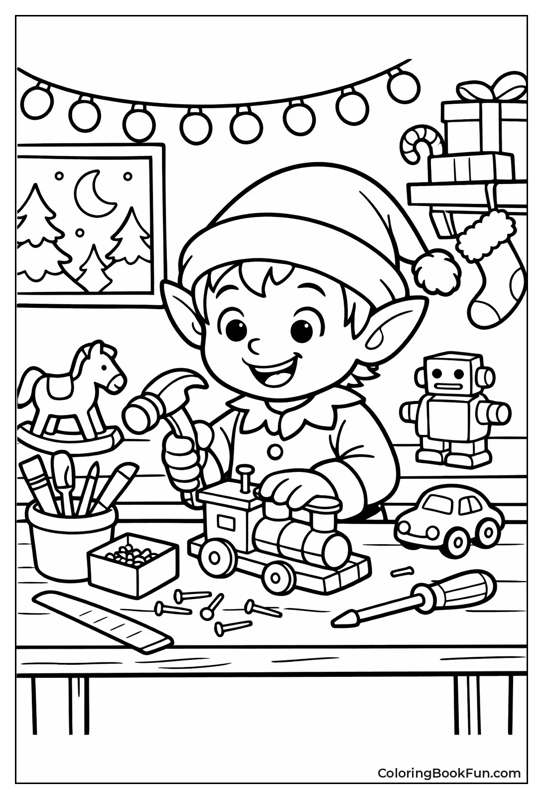 Elf Hammering Wooden Toys