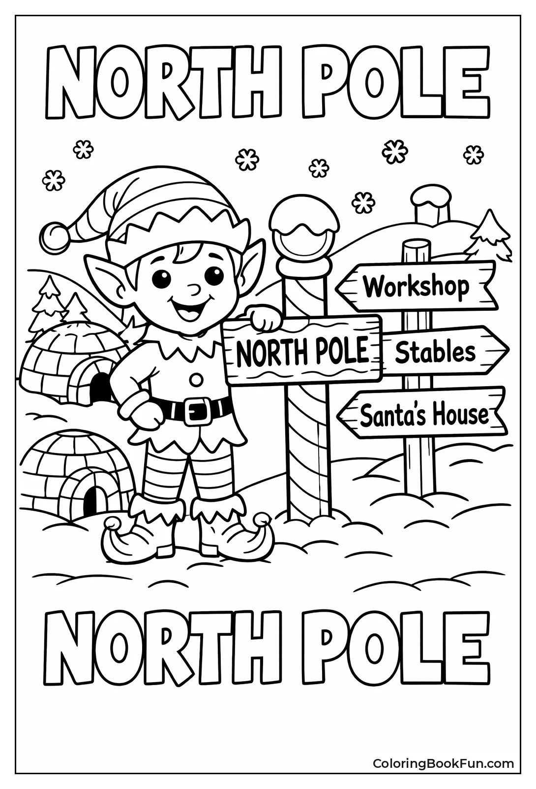 Elf at North Pole Sign