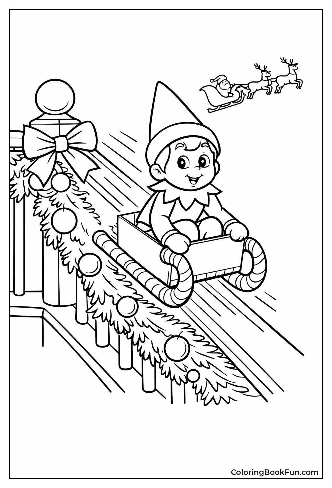 Elf Sledding on Candy Canes