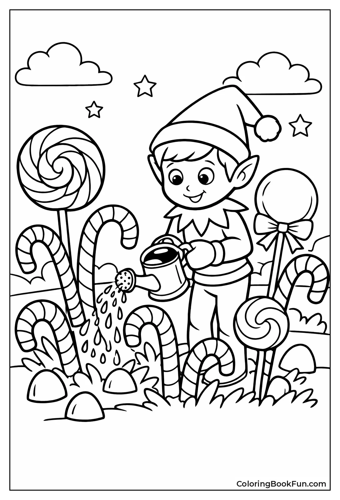 Elf Watering Candy Garden