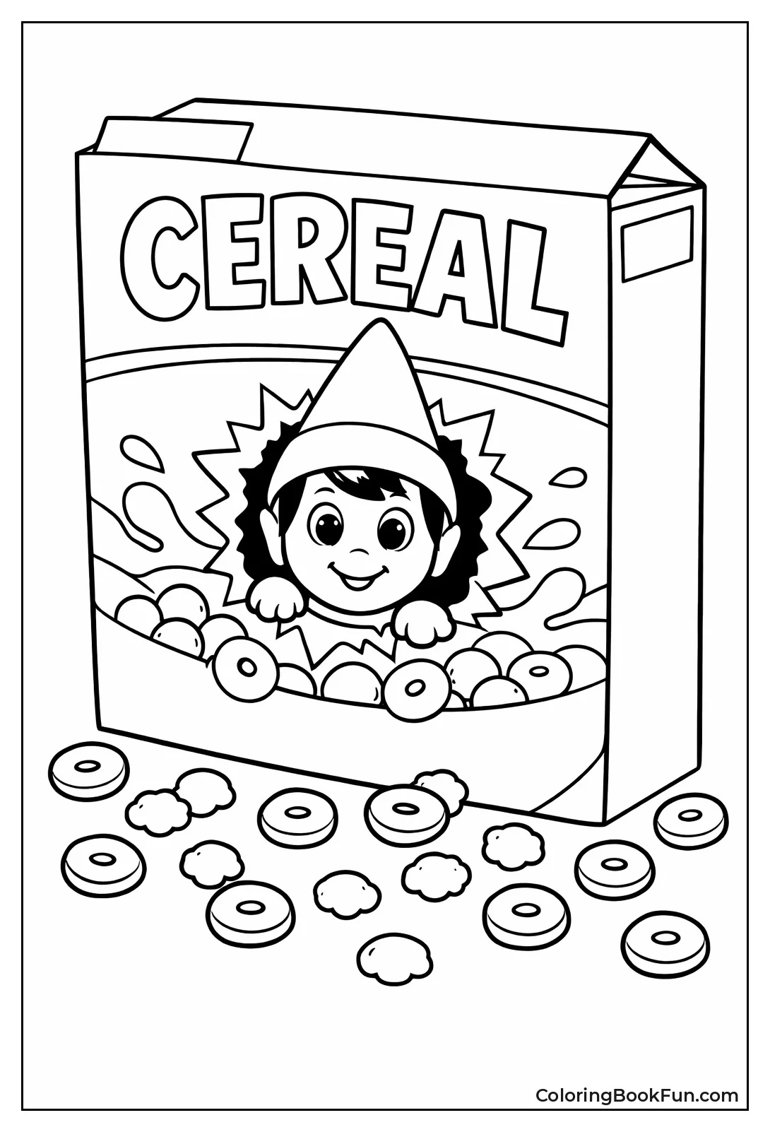 Elf Popping from Cereal Box