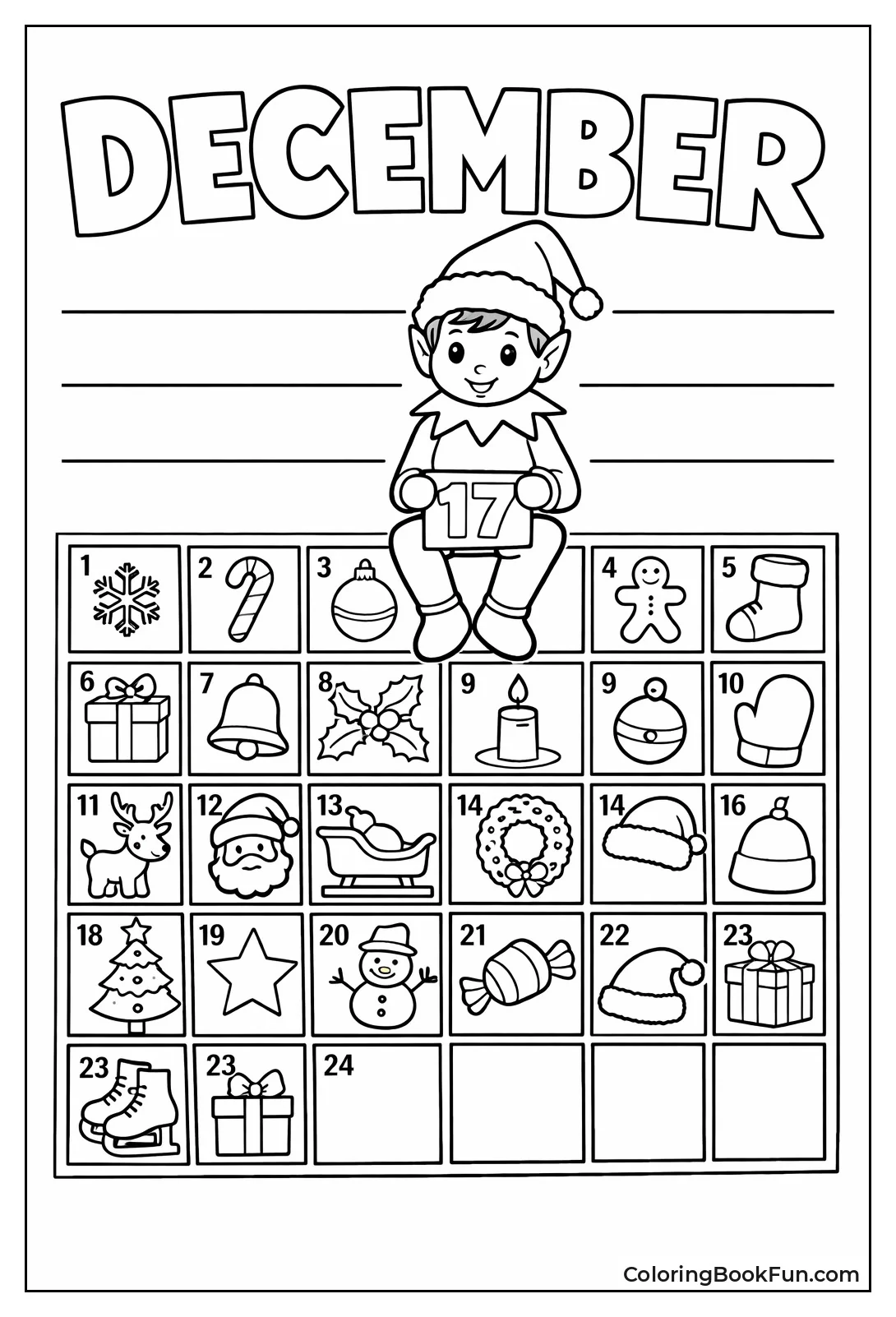 Elf on Countdown Calendar