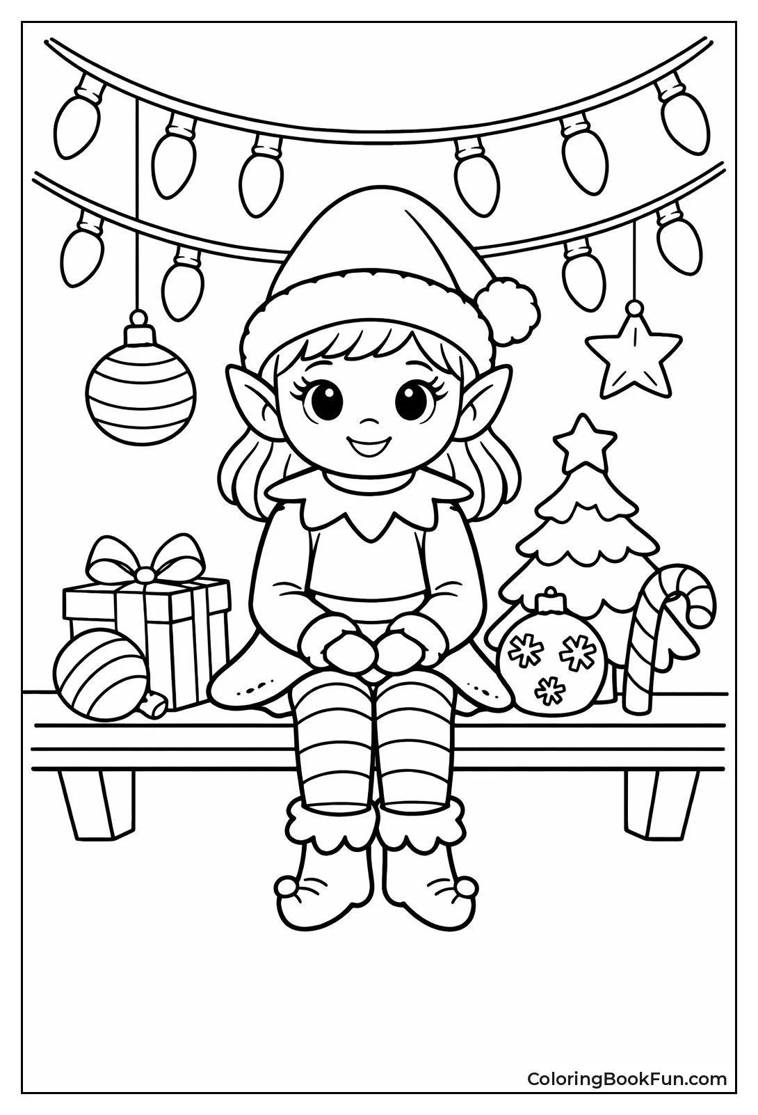 Girl Elf Surrounded by Ornaments