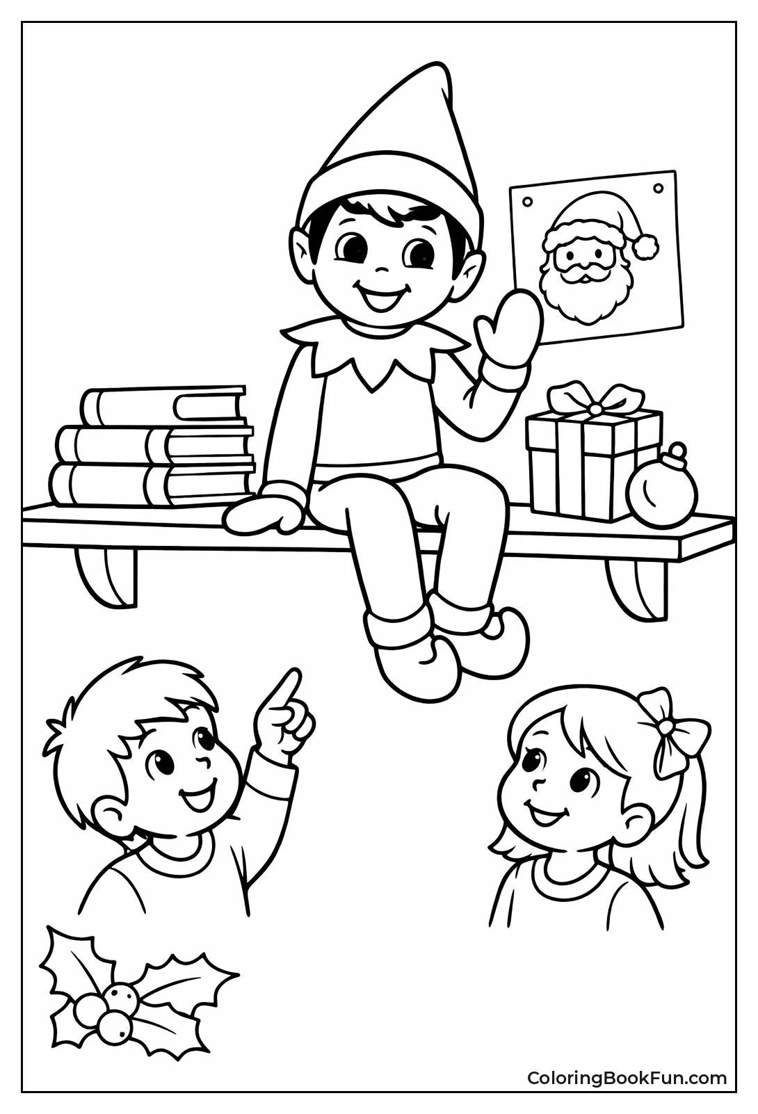 Elf Waving from Bookshelf