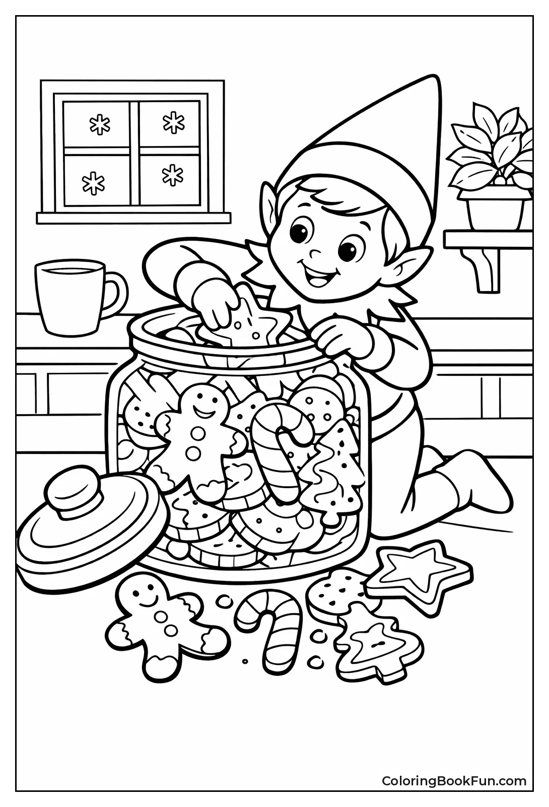 Elf Raiding Cookie Jar