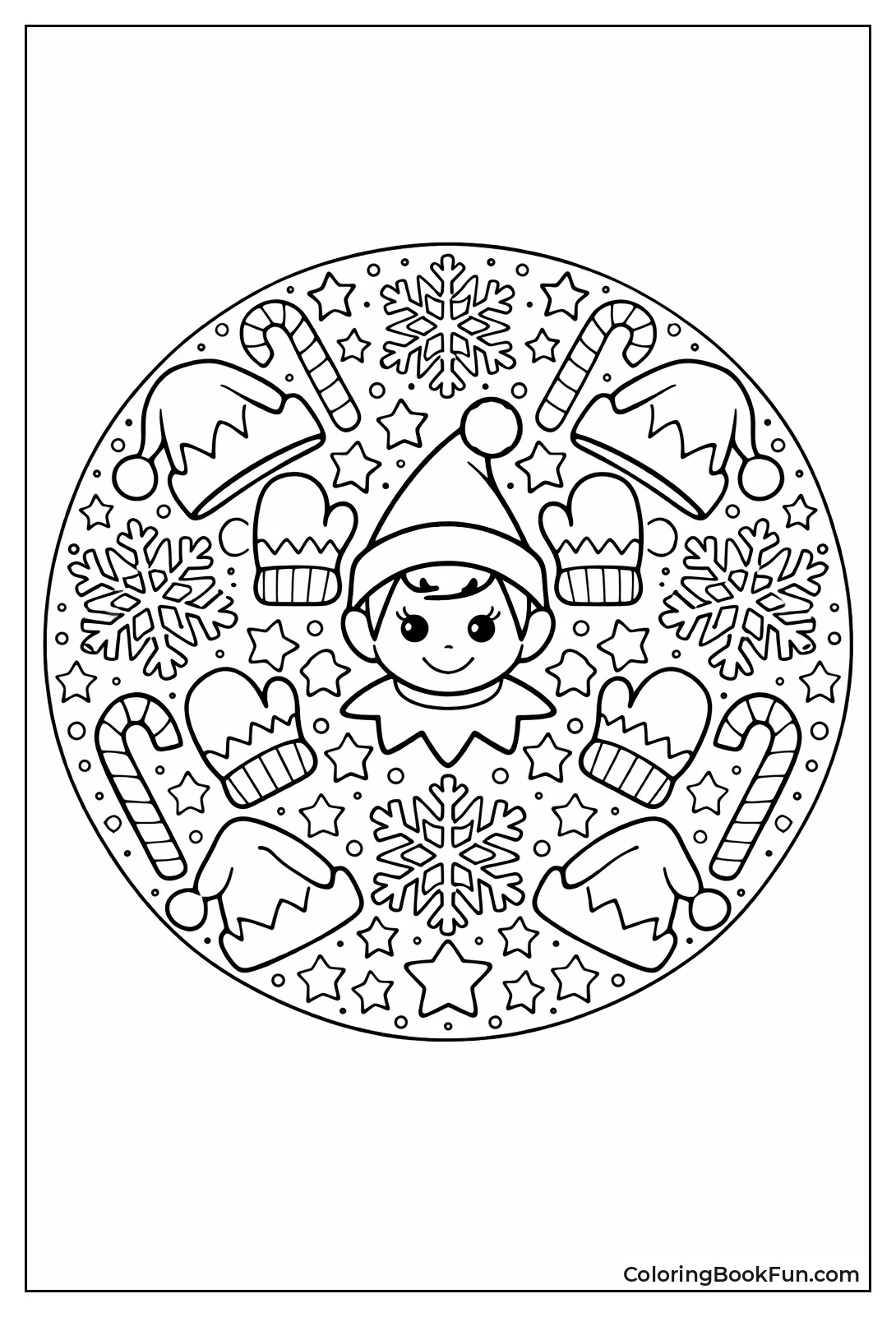 Elf Mandala with Snowflakes