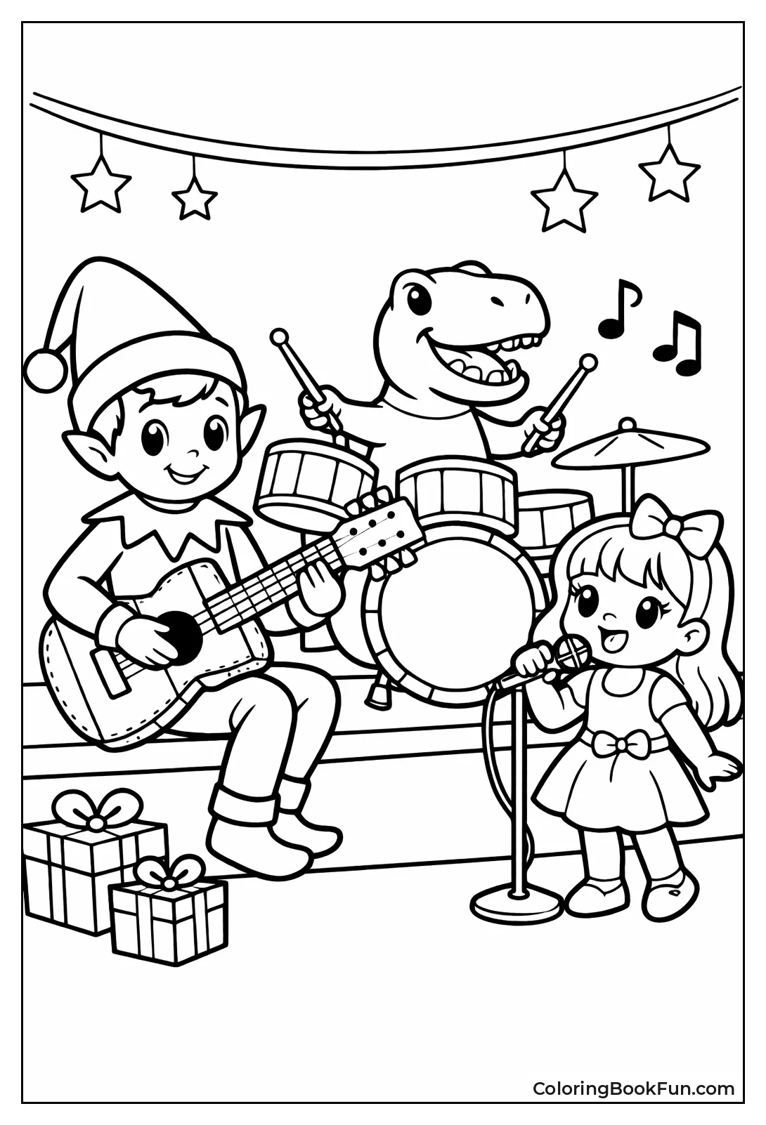 Elf Playing in Rock Band