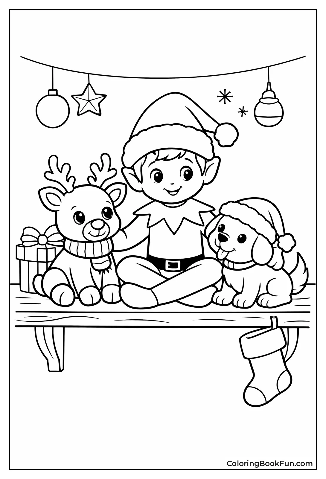 Elf Playing with Reindeer Pet