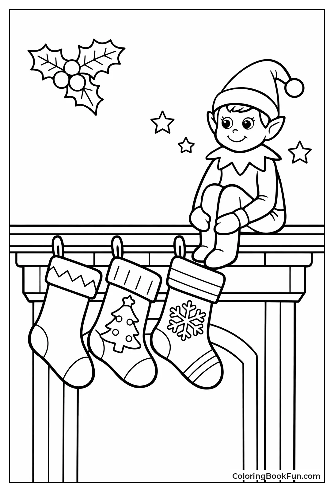 Elf Perched on Fireplace