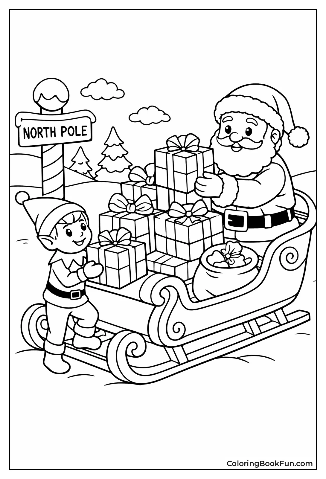 Elf Loading Santa Sleigh