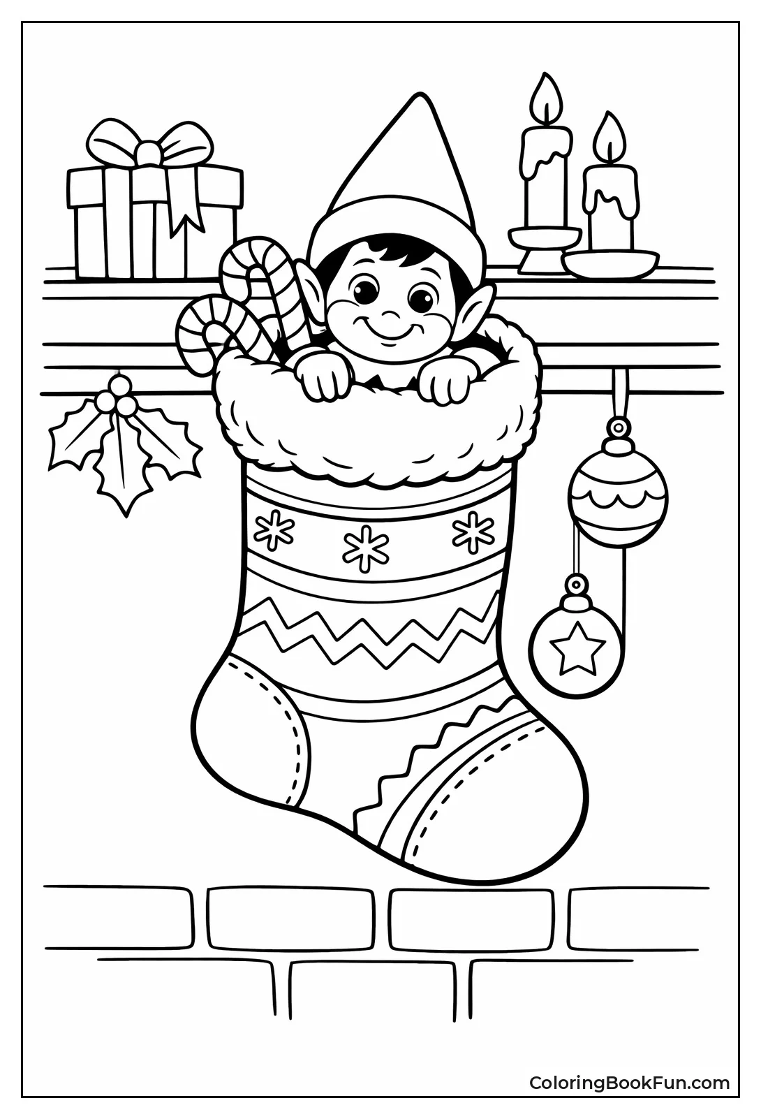 Elf Peeking from Stocking