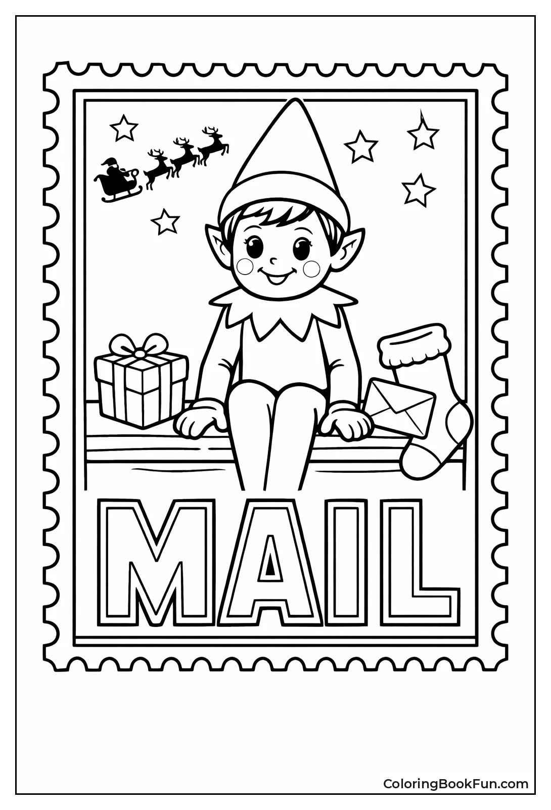 Elf on Vintage Postcard