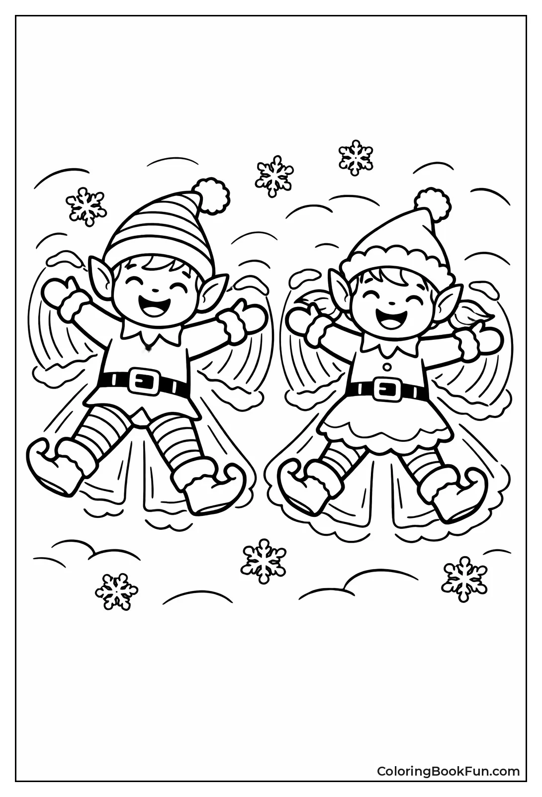 Elves Making Snow Angels