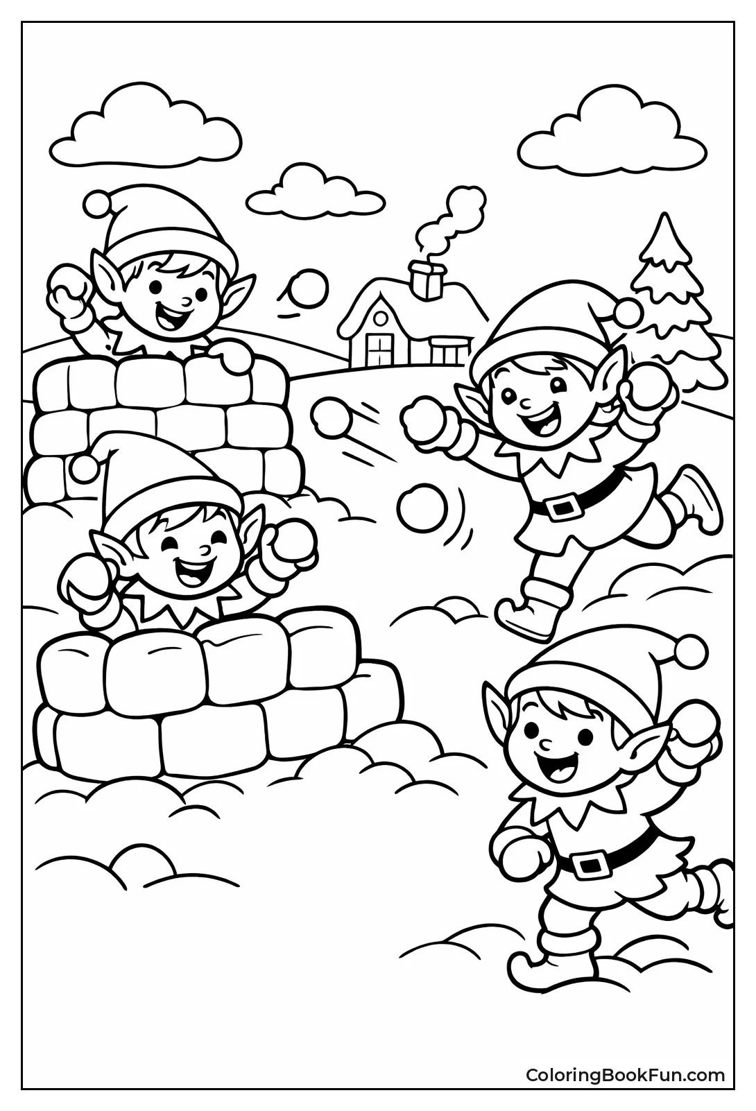 Elves Throwing Snowballs