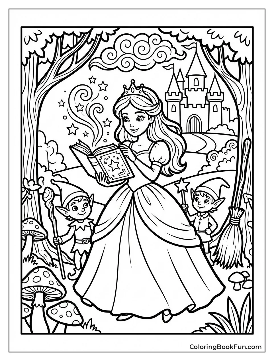 Ella Reads Magical Book with Elves