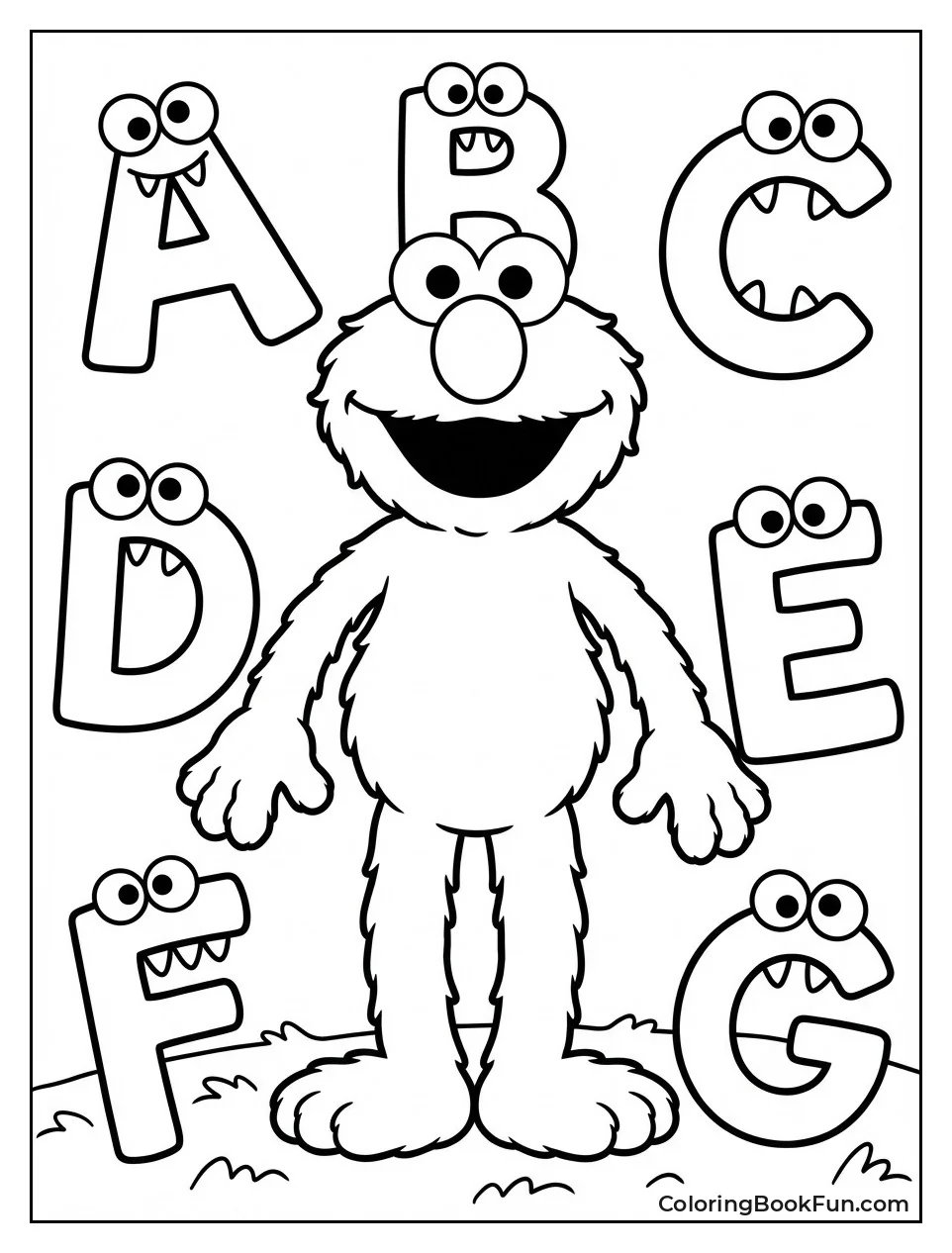 Elmo Surrounded by Letters