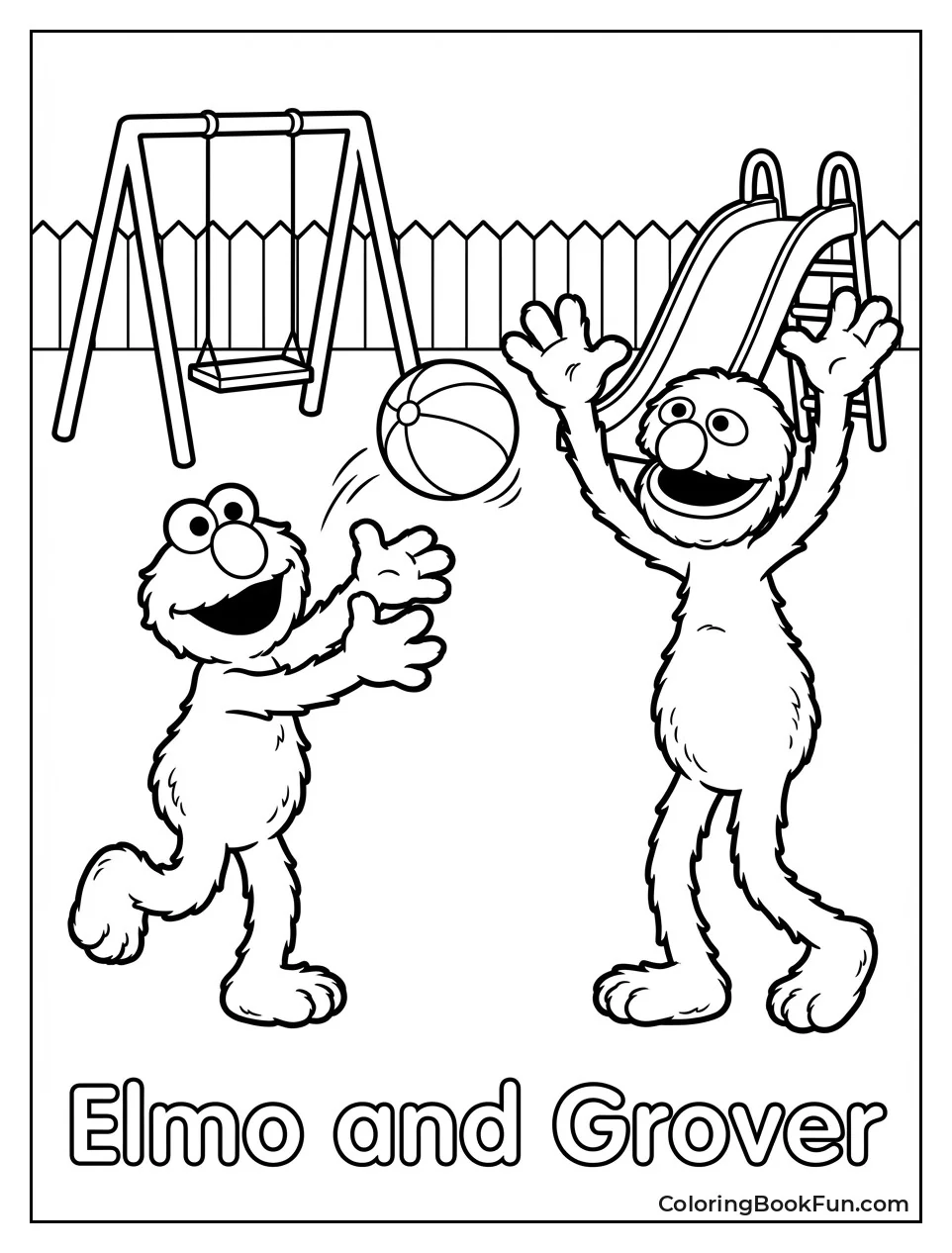 Elmo Tosses Ball with Grover